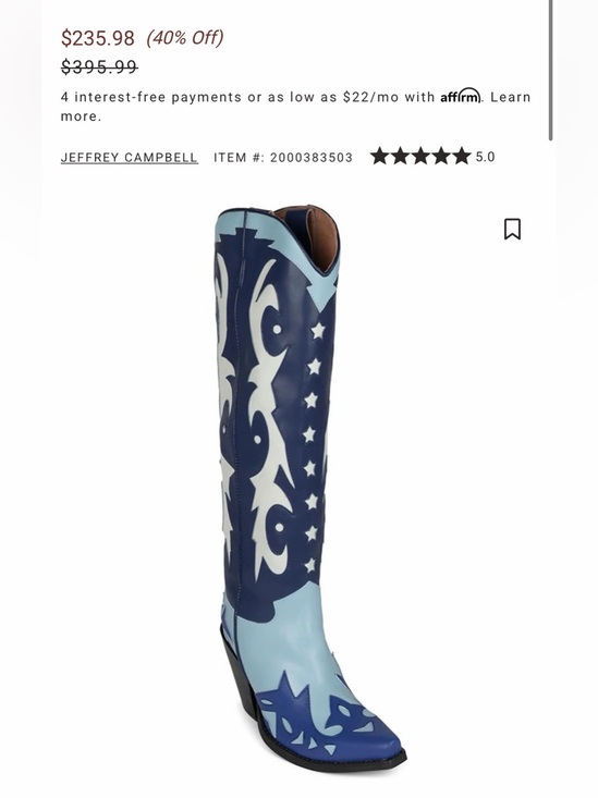 Jeffrey Campbell Shoes - Jeffrey Campbell Two-Tone Blue Western Knee-High Heeled Boots
